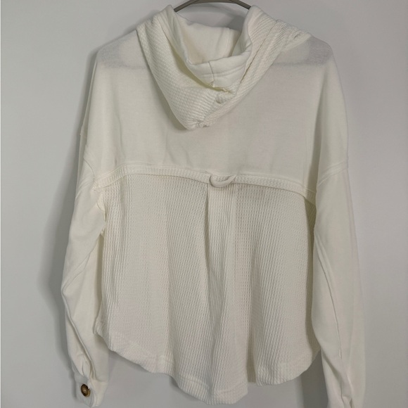 Better Together White Waffle Knit Button Hoodie | XS NWT - Picture 2 of 4